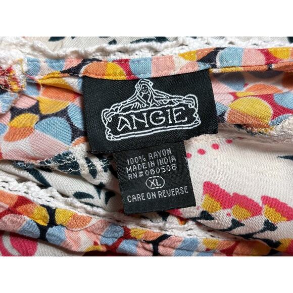 Angie Tiered Boho Floral Dress Women's Size XL Fun Colorful Print Sleeveless - Picture 3 of 6